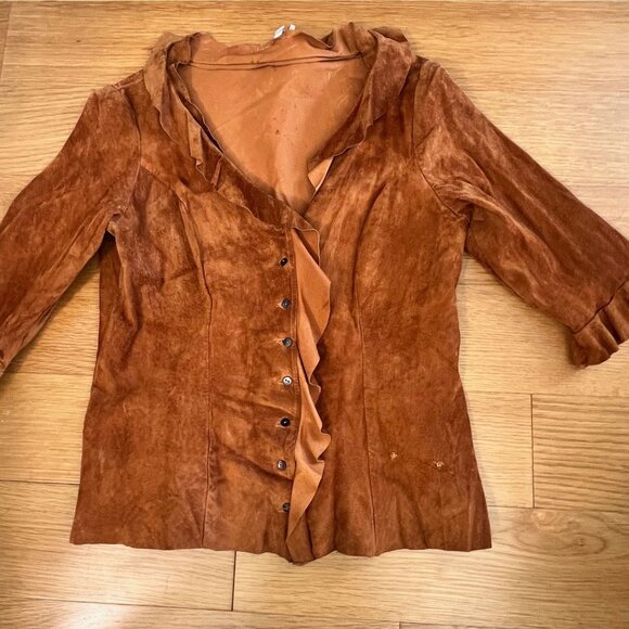 Vintage CLAUDETTE Suede Shirt Size XL - Picture 10 of 10